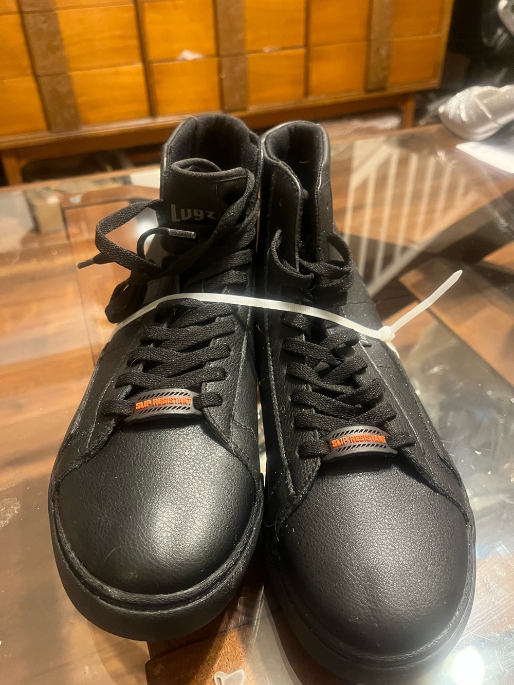 Lugz Men’s Black High-Top Casual Sneakers slip resistant.